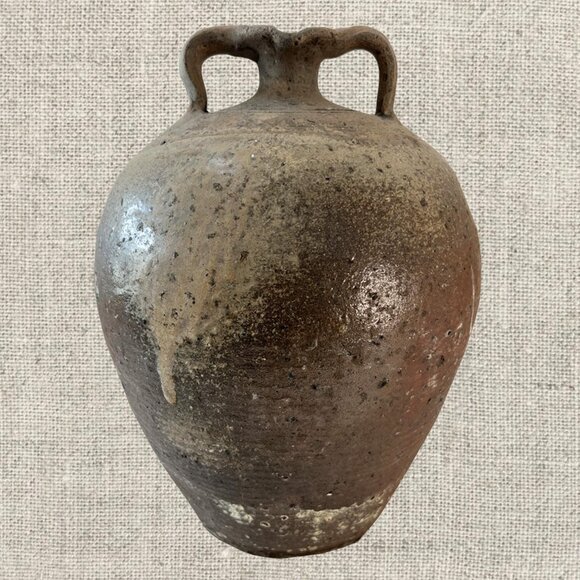 19c French Provincial Stoneware Double Handle Water Jug - Picture 1 of 5